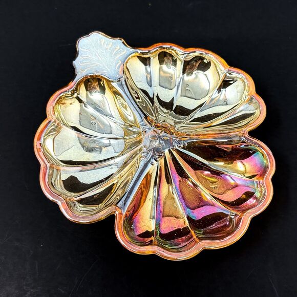 Jeannette Other - Vintage Jeannette Marigold Carnival Glass Clover Candy Trinket Dish